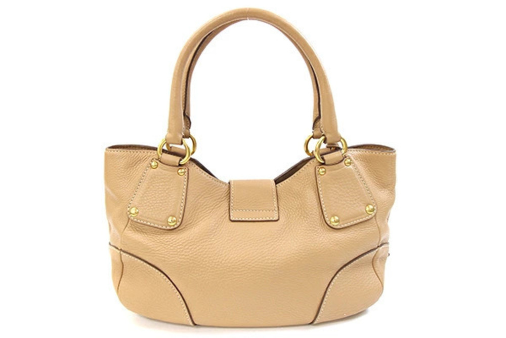 Prada Shoulder Bag Beige Leather Crossbody Handbag Tote Tan